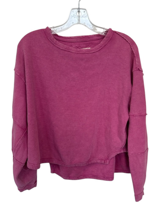 We The Free Size XS Pink Cotton Ribbed Long Sleeve High Low Top Pink / XS