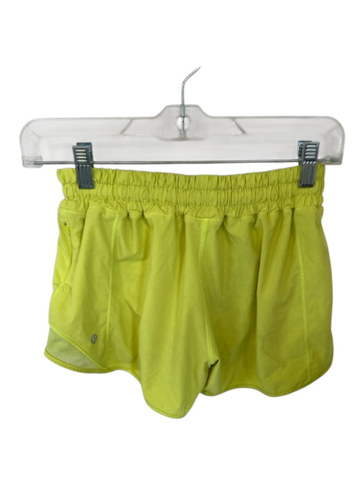 Lululemon Size 6 Lemon Yellow Nylon Blend Mesh Detail Side Pocket Shorts Lemon Yellow / 6