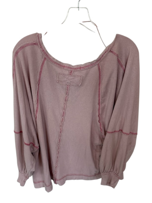 We The Free Size S Pink Long Sleeve Cotton Back Oversized Top Pink / S