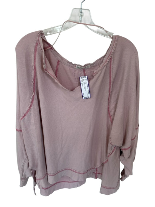 We The Free Size S Pink Long Sleeve Cotton Back Oversized Top Pink / S