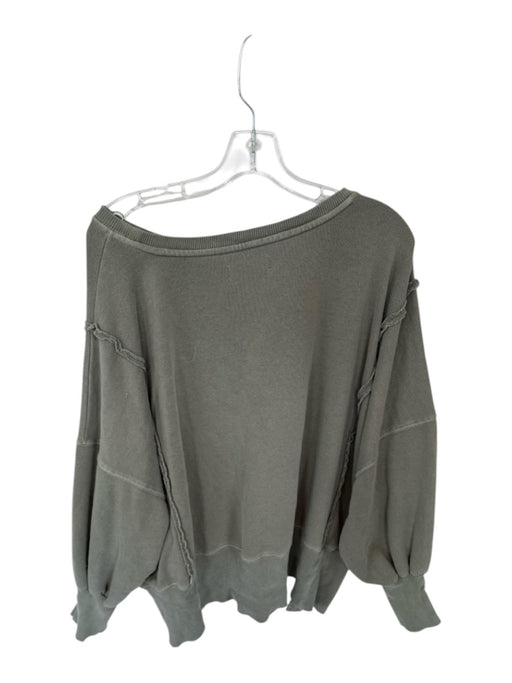 We The Free Size XS Army Green Cotton Blend Long Sleeve Crew Neck Sweatshirt Army Green / XS