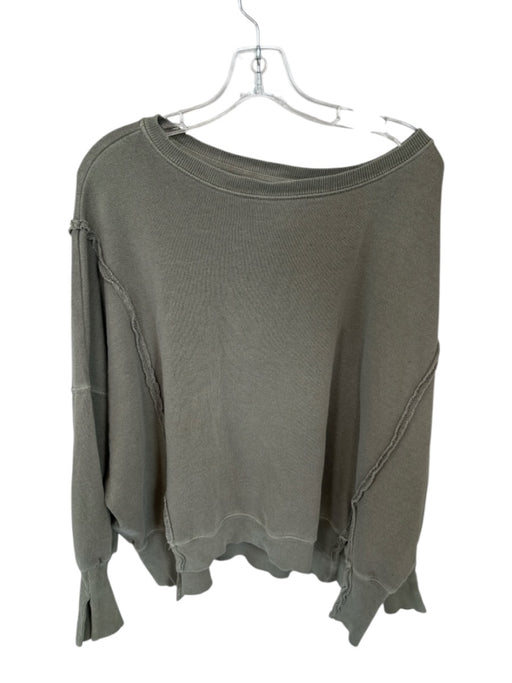 We The Free Size XS Army Green Cotton Blend Long Sleeve Crew Neck Sweatshirt Army Green / XS