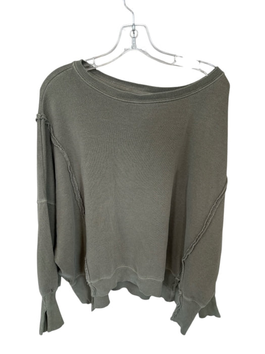 We The Free Size XS Army Green Cotton Blend Long Sleeve Crew Neck Sweatshirt Army Green / XS