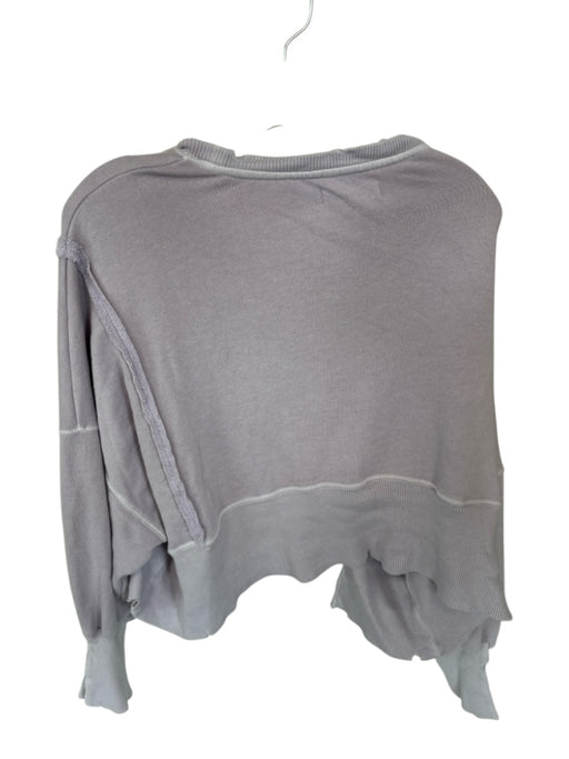 We The Free Size XS Lavendar Cotton Blend Cropped Side Slits Raw Edge Sweatshirt Lavendar / XS