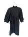 Never a Wallflower Size S Black Cotton Balloon Sleeve V Neck Ruffle Hem Dress Black / S
