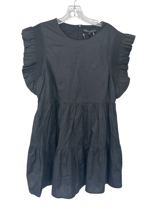 English Factory Size L Black Polyester Blend Babydoll Flutter Sleeve Mini Dress Black / L