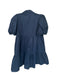 TCEC Size L Navy Cotton Collar Button Up Balloon Sleeve Tiered Dress Navy / L