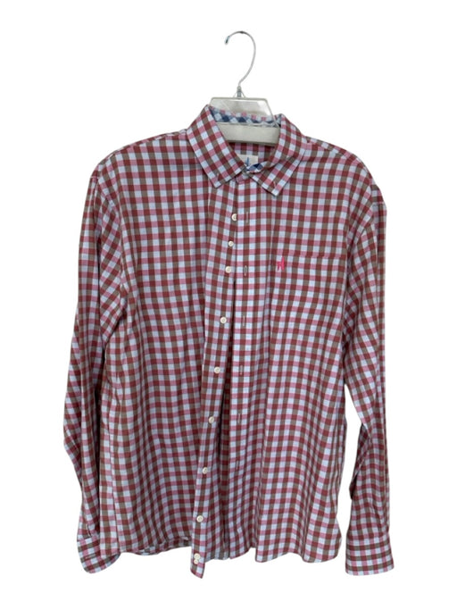 Johnnie-O Size L Brown & Pink Cotton Gingham Collared Button Down Men's Shirt Brown & Pink / L