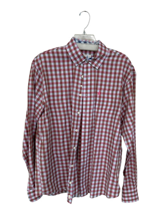 Johnnie-O Size L Brown & Pink Cotton Gingham Collared Button Down Men's Shirt Brown & Pink / L