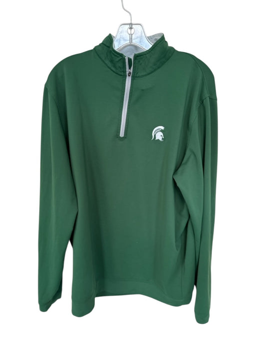 Peter Millar Green Polyester Blend Quarter Zip Athletic Men's Pullover Green / L