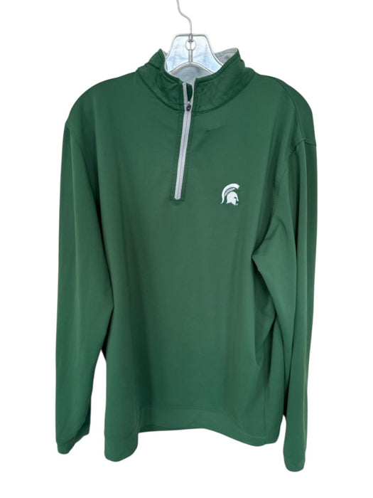 Peter Millar Green Polyester Blend Quarter Zip Athletic Men's Pullover Green / L