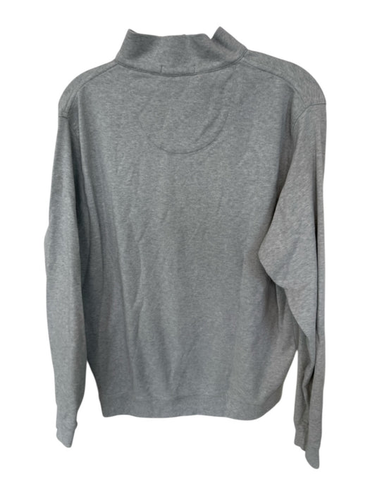 Peter Millar Heather Gray Cotton logo Quarter Zip Men's Pullover Heather Gray / M