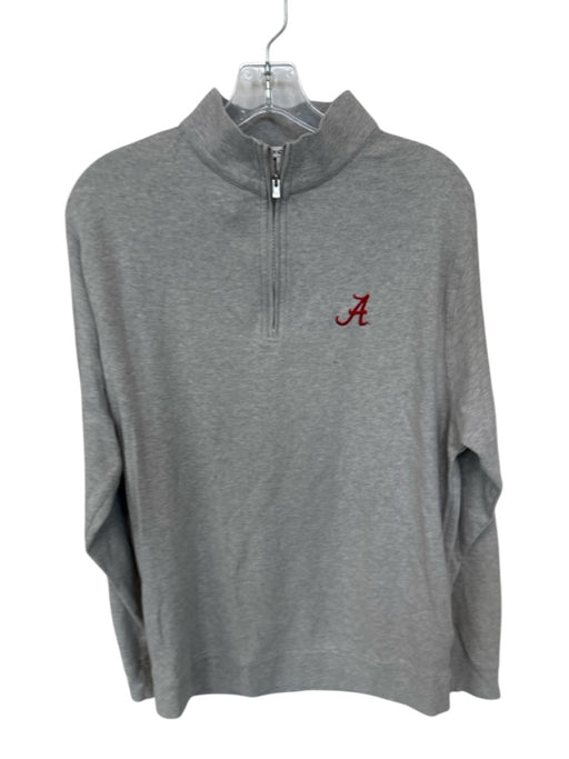 Peter Millar Heather Gray Cotton logo Quarter Zip Men's Pullover Heather Gray / M