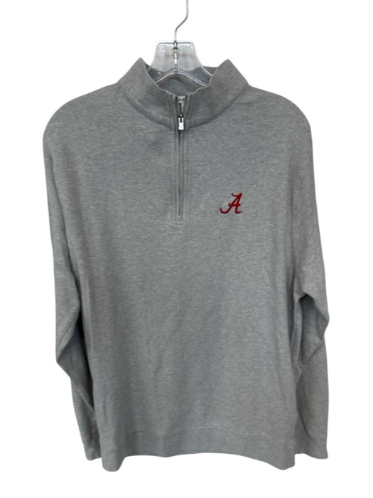 Peter Millar Heather Gray Cotton logo Quarter Zip Men's Pullover Heather Gray / M