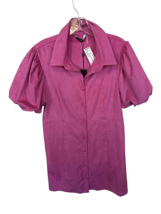 Dolce Cabo Size M Purple Vegan Suede Short Balloon Sleeve Button Down Dress Purple / M