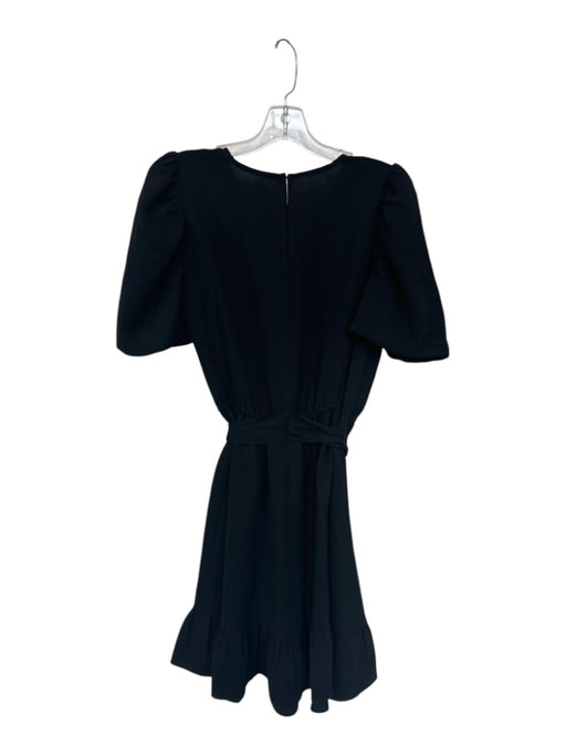 Shoshanna Size 10 Black Triacetate Blend Ruffle Hem Belt Short Sleeve Dress Black / 10