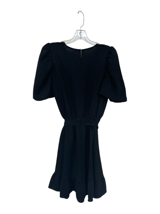Shoshanna Size 10 Black Triacetate Blend Ruffle Hem Belt Short Sleeve Dress Black / 10