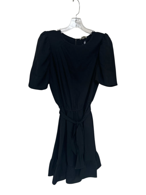 Shoshanna Size 10 Black Triacetate Blend Ruffle Hem Belt Short Sleeve Dress Black / 10
