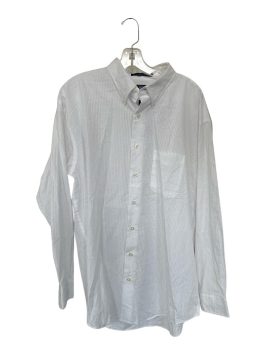 Dick Ferguson's Size L White Cotton Ribbed Collar Button Down Men's Shirt White / L