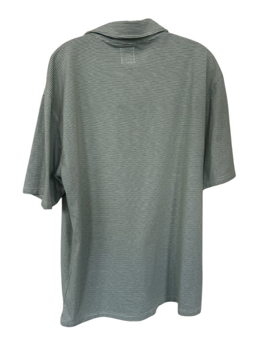 Duck Head Size XXL Green & White Polyester Blend Striped Pocket Collar Polo Green & White / XXL