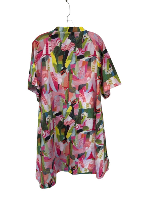 Lior Paris Size M Mulberry Cotton Abstract Button Up Quarter Sleeves Dress Mulberry / M