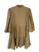 Emily McCarthy Size M Tan Cheetah Print Puff Sleeve Mini V Neck Dress Tan / M