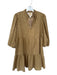 Emily McCarthy Size M Tan Cheetah Print Puff Sleeve Mini V Neck Dress Tan / M