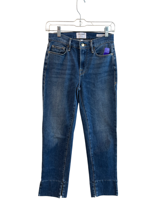 Frame Size 25 Medium Wash Cotton Blend 5 Pocket Mid Rise Straight Jeans Medium Wash / 25
