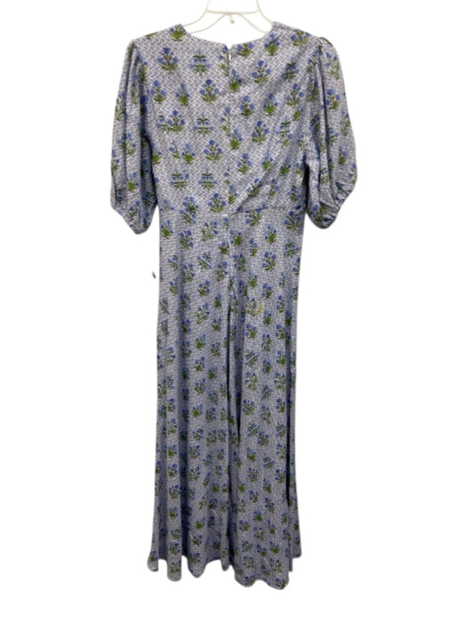 Hill House Size S White, Blue & Green Viscose & Linen Floral Back Zip Dress White, Blue & Green / S