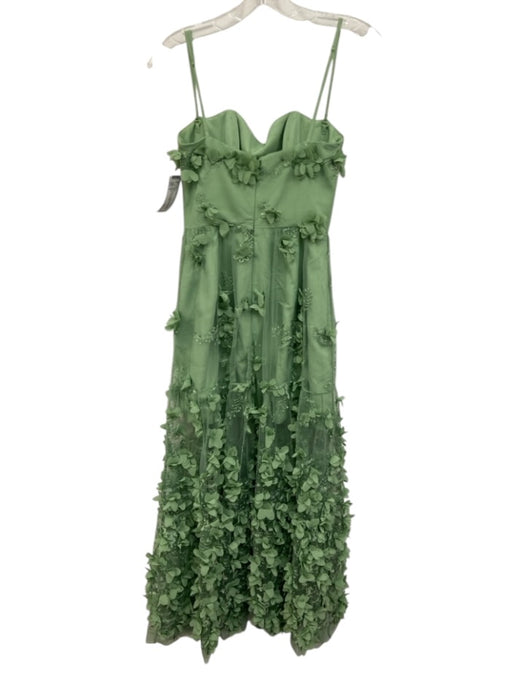 Helsi Size S Light Green Polyester Floral Applique Mesh Overlay Back Zip Dress Light Green / S
