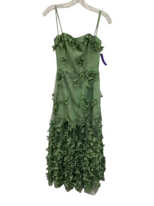 Helsi Size S Light Green Polyester Floral Applique Mesh Overlay Back Zip Dress Light Green / S