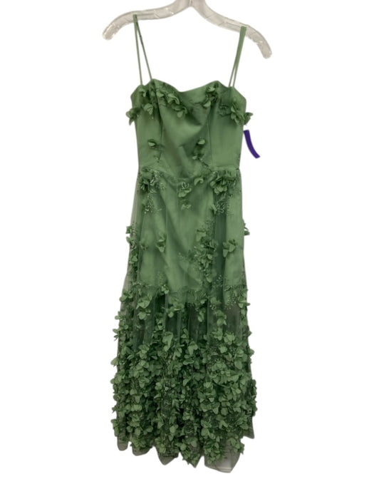 Helsi Size S Light Green Polyester Floral Applique Mesh Overlay Back Zip Dress Light Green / S