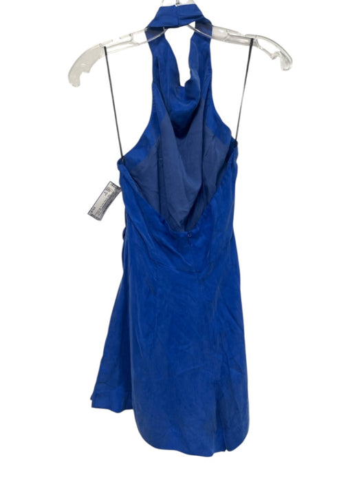 Elliatt Size S Blue Cupro Blend Halter Tie Back Back Zip Mini Romper Blue / S