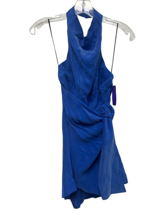 Elliatt Size S Blue Cupro Blend Halter Tie Back Back Zip Mini Romper Blue / S