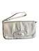Coach Silver Leather Wristlet Snap Closure Lined Silver hardware Bag Silver / Small