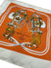 Hermes Orange, White, Gold Silk Square Brides de Gala rolled hem scarf Orange, White, Gold / Mini