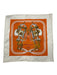 Hermes Orange, White, Gold Silk Square Brides de Gala rolled hem scarf Orange, White, Gold / Mini