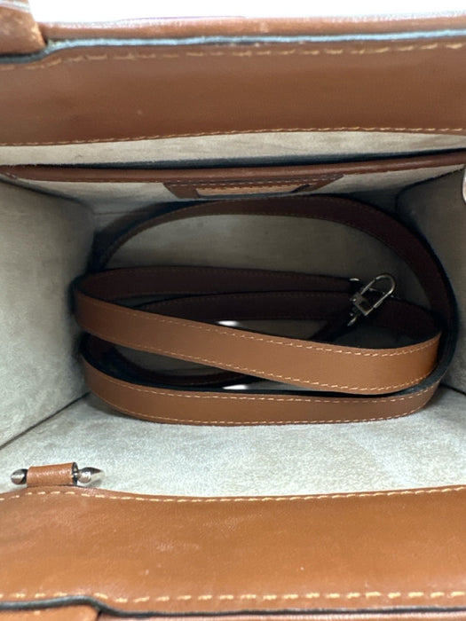 Hunting Season Brown & Tan Leather & Straw Top Handle Woven Tote Crossbody Bag Brown & Tan / Small