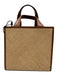 Hunting Season Brown & Tan Leather & Straw Top Handle Woven Tote Crossbody Bag Brown & Tan / Small