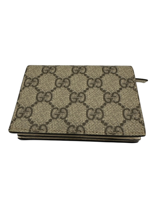 Gucci Cream, Gray, Black Leather & Canvas Snap Button Guccissima Wallets Cream, Gray, Black