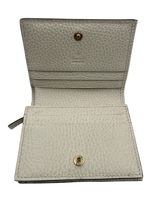Gucci Cream, Gray, Black Leather & Canvas Snap Button Guccissima Wallets Cream, Gray, Black