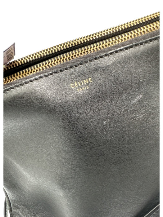 Celine Black Leather Zip Top Multi attachment Gold Hardware Dust Bag Incl. Bag Black / Large