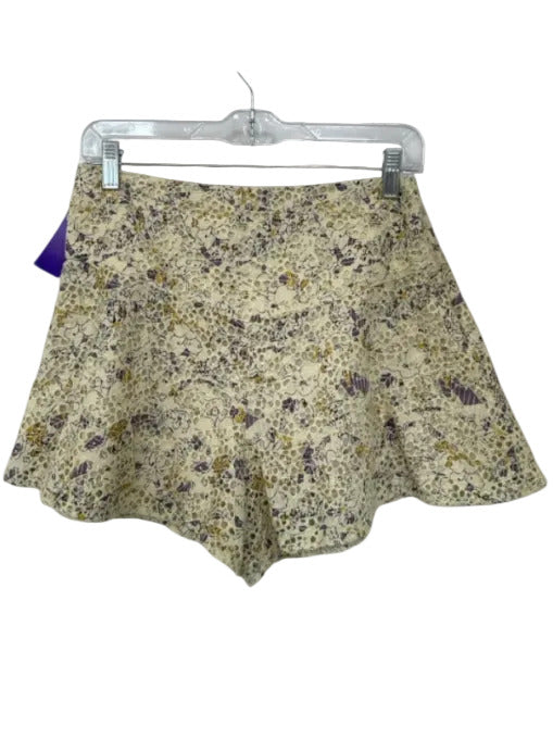 Free People Size 4 Yellow & Purple Cotton Eyelet Floral Side Zip Shorts Yellow & Purple / 4