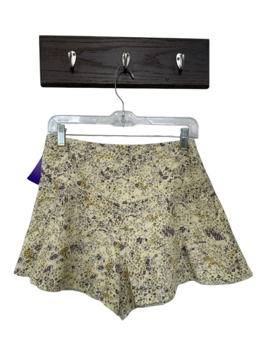 Free People Size 4 Yellow & Purple Cotton Eyelet Floral Side Zip Shorts Yellow & Purple / 4