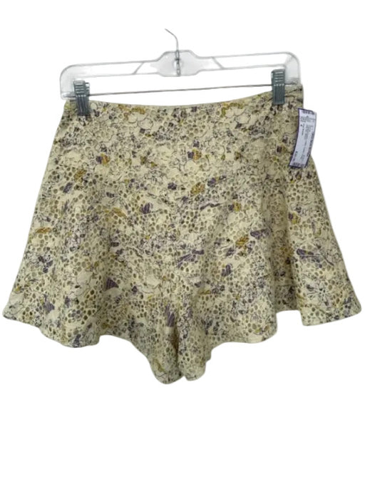 Free People Size 4 Yellow & Purple Cotton Eyelet Floral Side Zip Shorts Yellow & Purple / 4