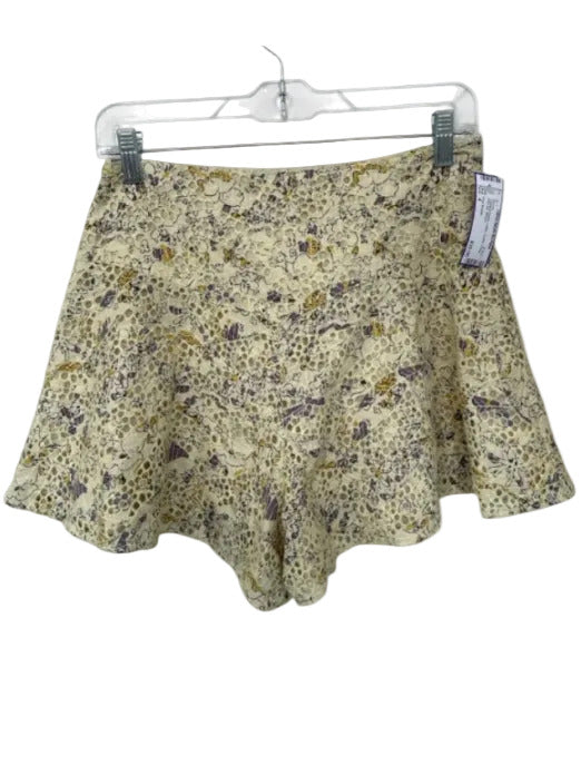 Free People Size 4 Yellow & Purple Cotton Eyelet Floral Side Zip Shorts Yellow & Purple / 4