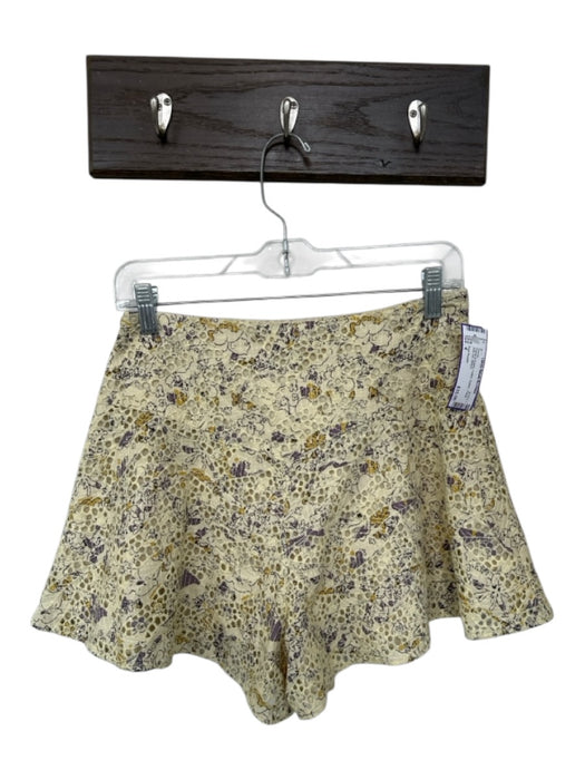 Free People Size 4 Yellow & Purple Cotton Eyelet Floral Side Zip Shorts Yellow & Purple / 4