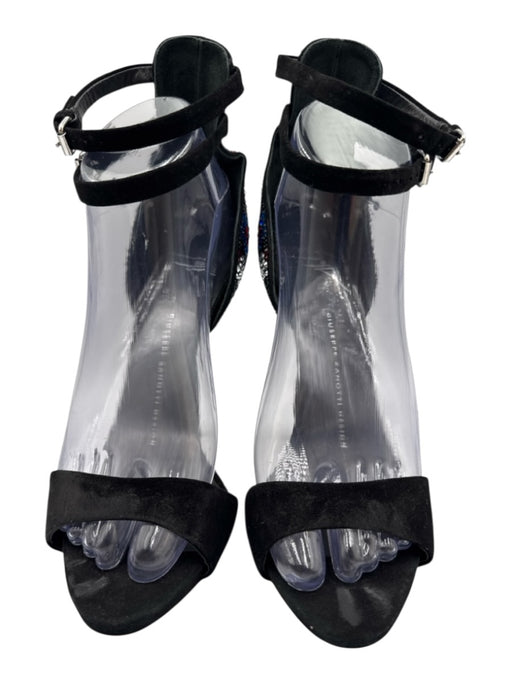 Giuseppe Zanotti Shoe Size 38 Blue, Red, Black Leather Suede open toe Pumps Blue, Red, Black / 38