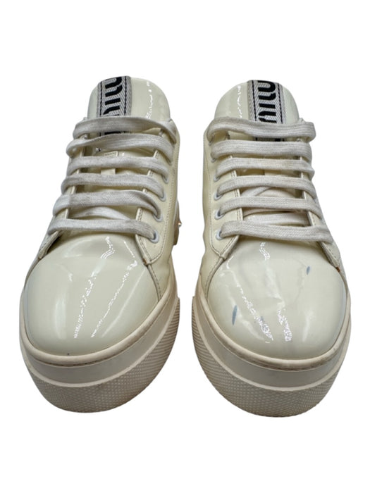 Miu Miu Shoe Size 39 Cream & pink Patent Leather Almond Toe Crystal Sneakers Cream & pink / 39