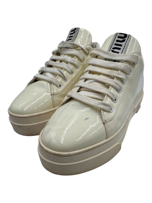 Miu Miu Shoe Size 39 Cream & pink Patent Leather Almond Toe Crystal Sneakers Cream & pink / 39